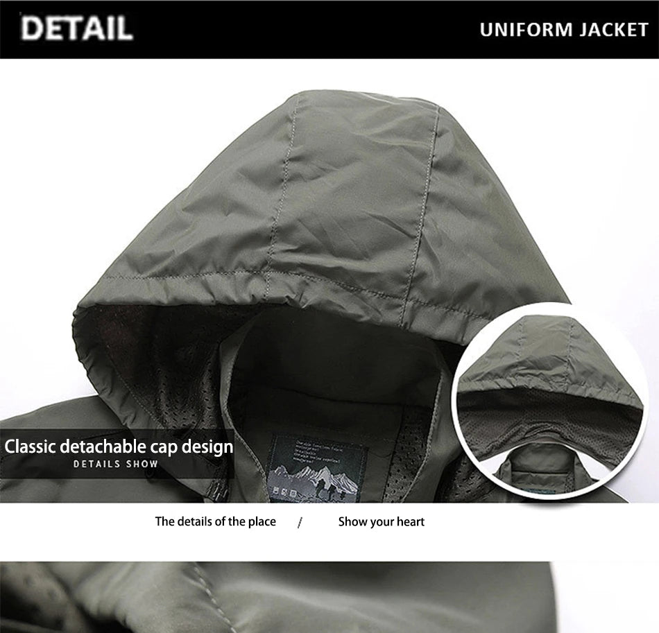 Men's Casual Waterproof Jacket Windbreaker Men Outerwear Men's Clothes Winter Jacket Fashion Coat Hoodies Camping Hiking Jacket