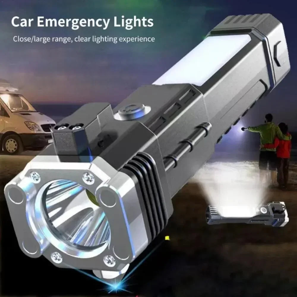 Tactical Flashlight 10000 Lumens - Telescopic Self Defense Baton with Stun Gun & USB-C Fast Charging (IPX7)