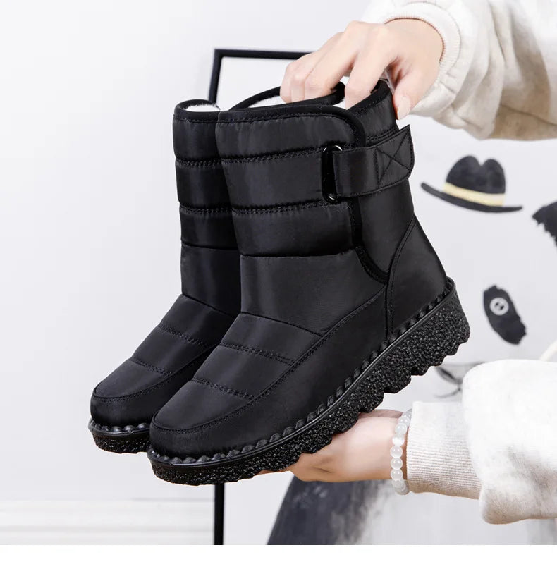 Women Boots 2025 Winter Warm Woman Waterproof Snow Boots Winter Warm Fur Botas Mujer Cotton shoes Black Ankle Boots For Women