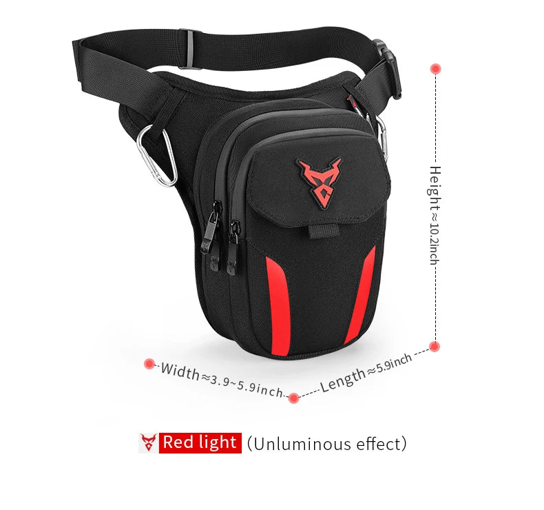 LED Light Drop Leg Bag Motorcycle Waterproof Waist Bag Hip Bum Fanny Pack For Outdoor Riding Cycling Hiking Fishing Climbing