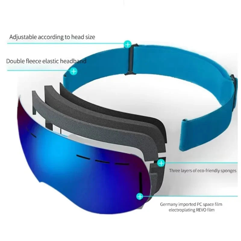 Ski Goggles Winter Snow Sports Goggles Double Layers Anti-Fog Outdoor Snow Snowboard Glasses for Men Women Protection Ski Mask