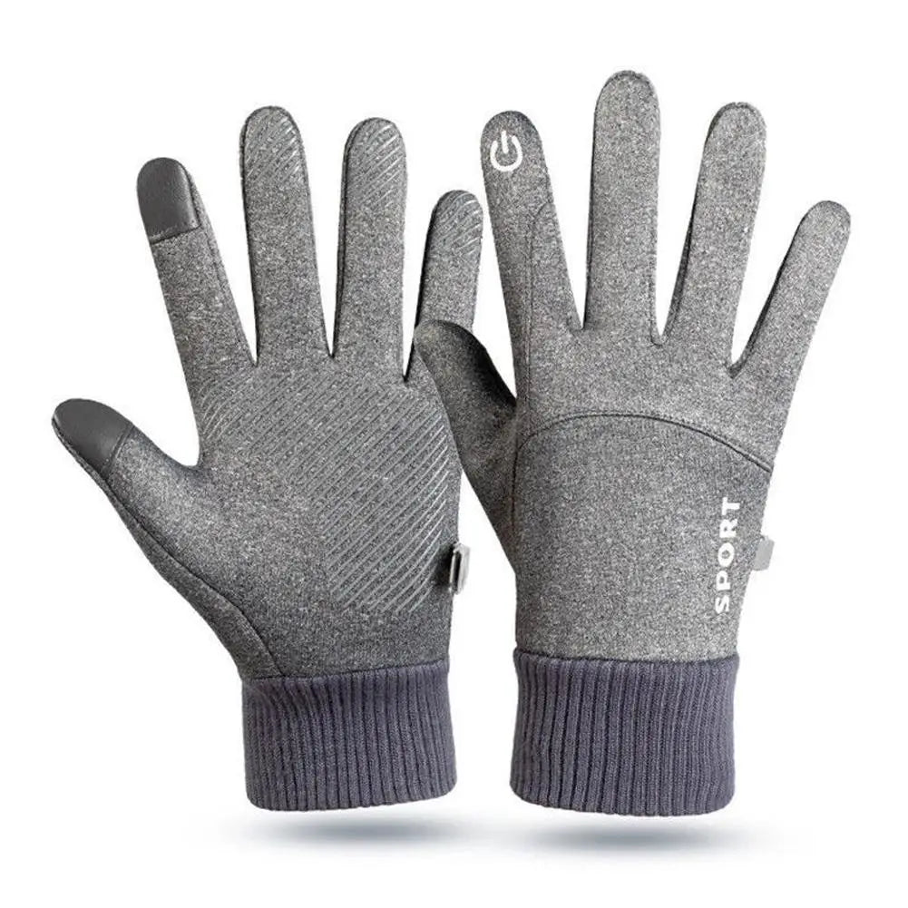 1 Pair Waterproof Winter Gloves Thermal Fleece Lining Windproof Anti Slip Touchscreen For Cycling Skiing Hiking Outdoor Sports