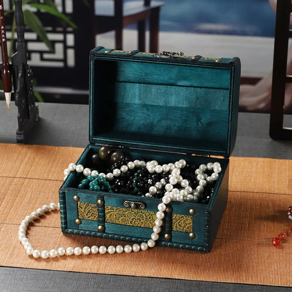 Antique Wooden Storage Box Antique Finish Wooden Jewelry Keepsakes Box with Lid Carved Design Home Decoration Box Photo Storage