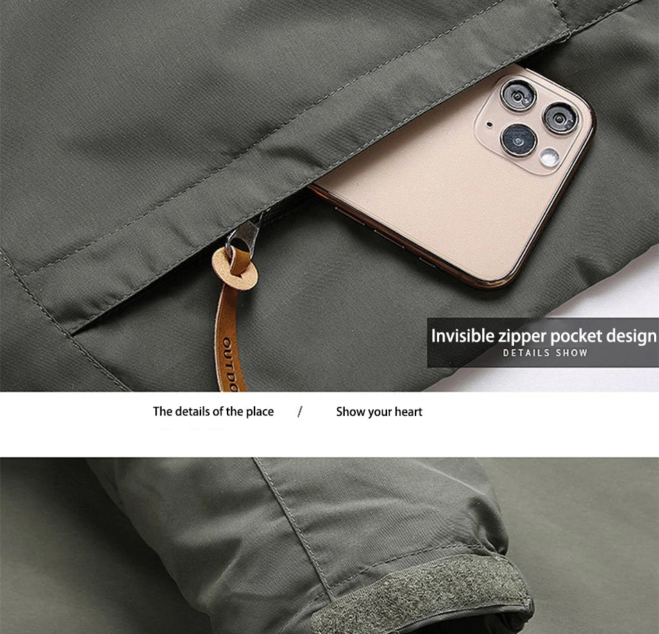 Men's Casual Waterproof Jacket Windbreaker Men Outerwear Men's Clothes Winter Jacket Fashion Coat Hoodies Camping Hiking Jacket