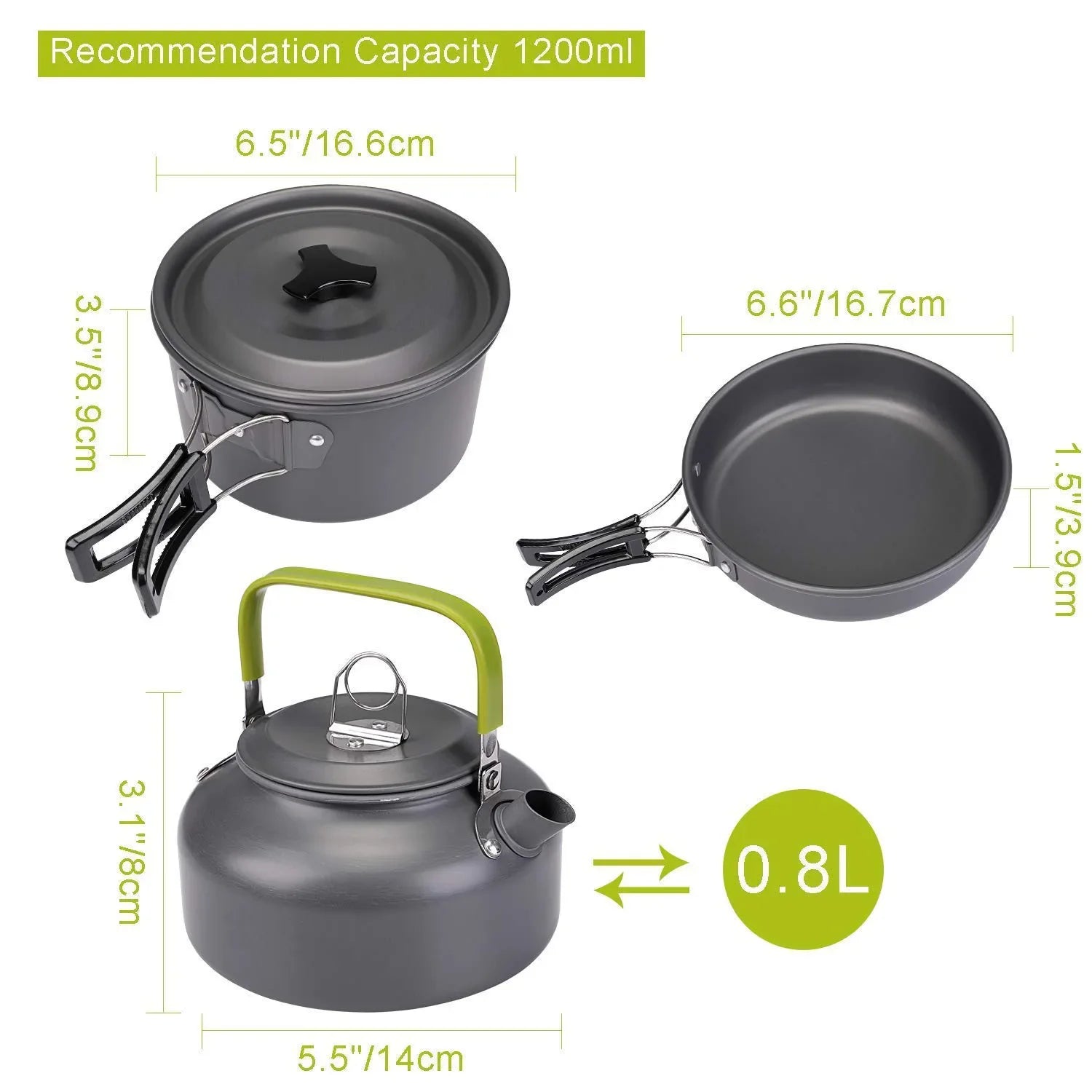 Camping Cookware Kit Outdoor Aluminum Cooking Set Water Kettle Pan Pot Travelling Hiking Picnic BBQ Tableware Equipment