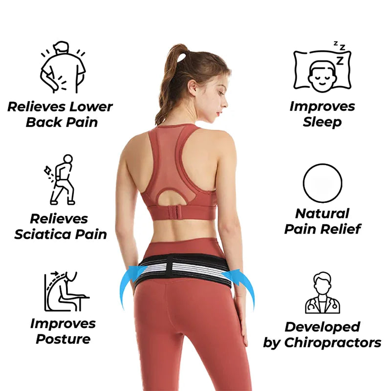 Lower Back Support Brace for Men and Women - Pelvic Support Belt - Trochanter Belt - Sciatica Pelvis Lumbar Hip Pain Relief