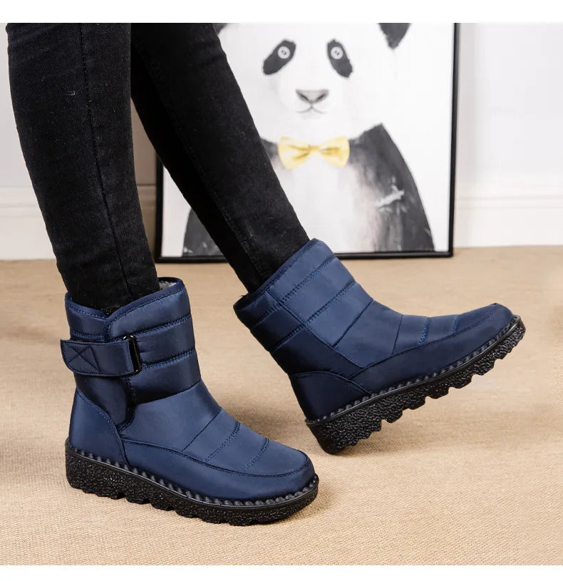 Women Boots 2025 Winter Warm Woman Waterproof Snow Boots Winter Warm Fur Botas Mujer Cotton shoes Black Ankle Boots For Women