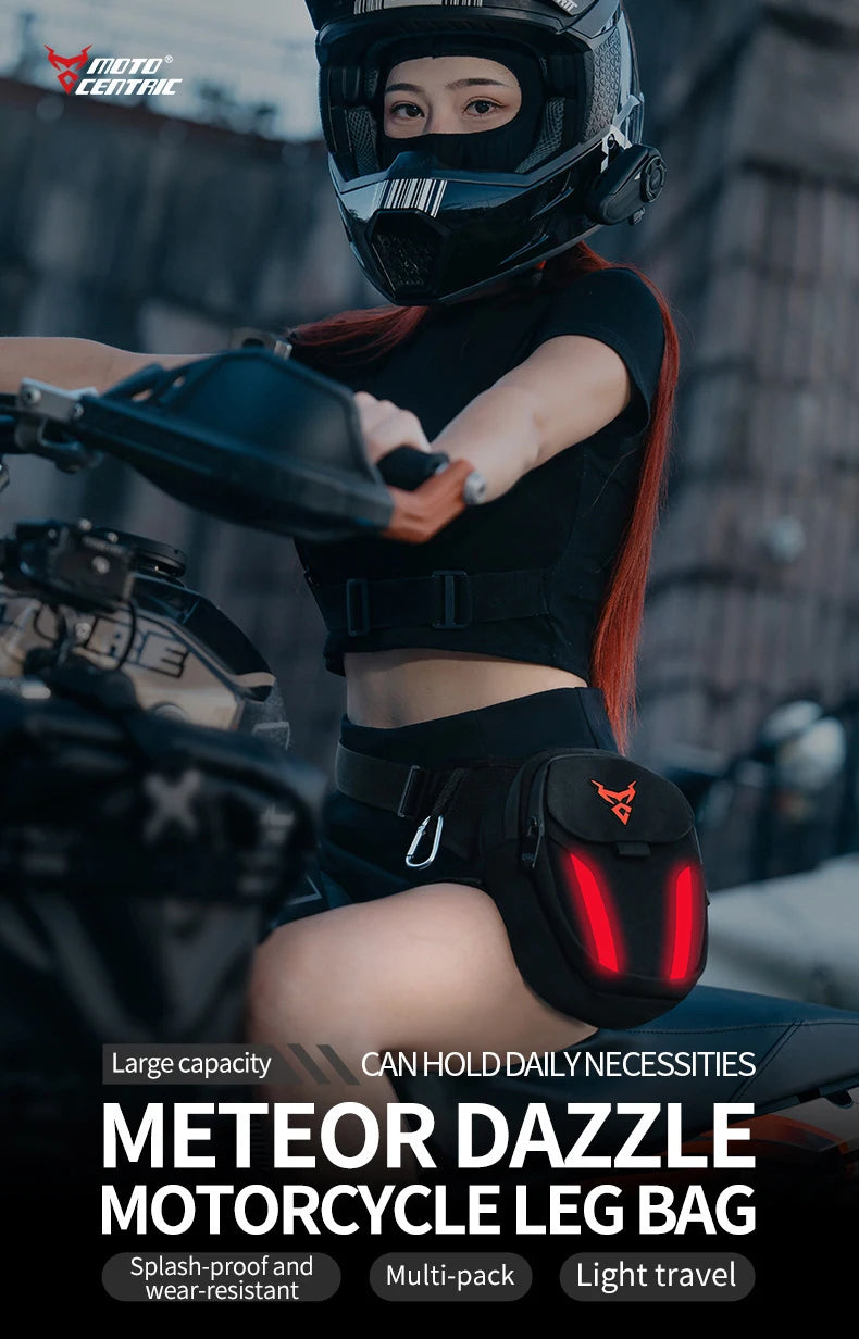 LED Light Drop Leg Bag Motorcycle Waterproof Waist Bag Hip Bum Fanny Pack For Outdoor Riding Cycling Hiking Fishing Climbing