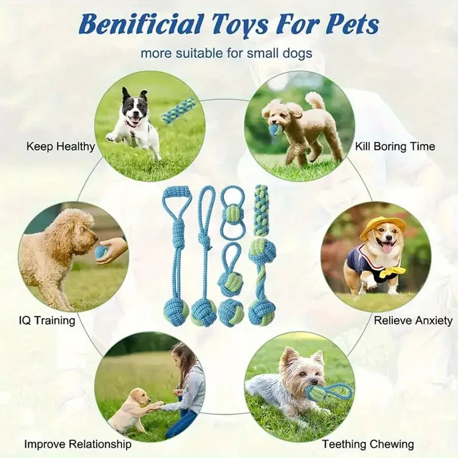Durable training interactive dog rope toy, suitable for dog play and interaction. Dog toy set, multifunctional teething rope