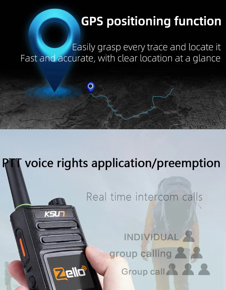 KSUT ZL18 Zello Walkie Talkie 4g Sim Card WiFi Network Cell Phone Radio Long Range 100 Miles GPS Professional POC Walkie Talkie