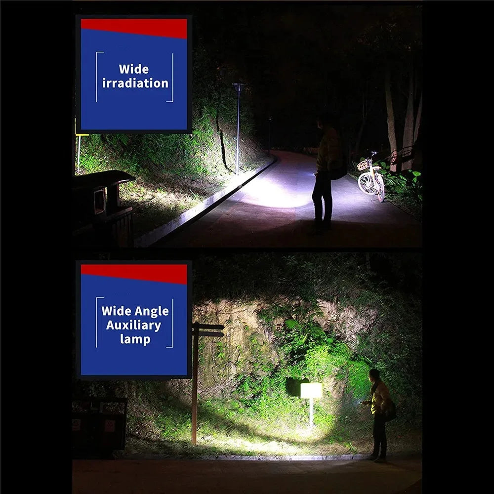 Tactical Flashlight 13000 Lumens 360' Adjustable USB Rechargeable Torch 18650 Hand Lamp Zoomable Bicycle Light Best For Camping