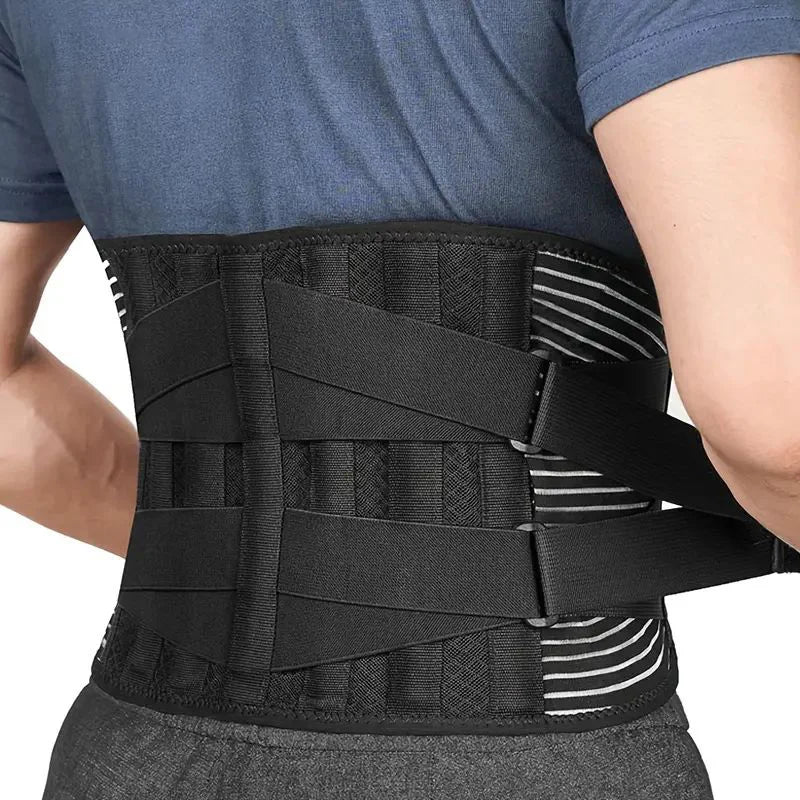 Back Brace Adjustable Waist Belt Support Brace for Lumbar Trainer Sweat Belt for Sports NewAssistance with Spring 6 Steel Plates
