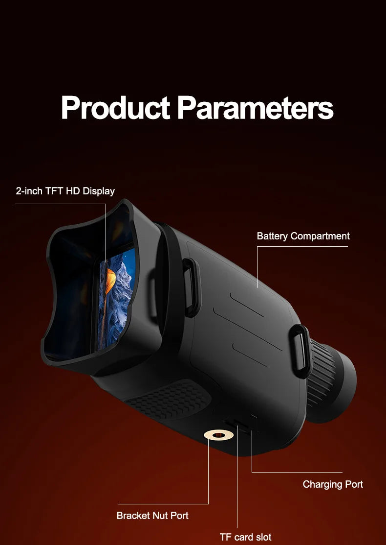 16X HD Digital Night Vision Monocular - 200M Viewing Range, IR Infrared, Photo Capture, for Hunting Outdoor Surveillance