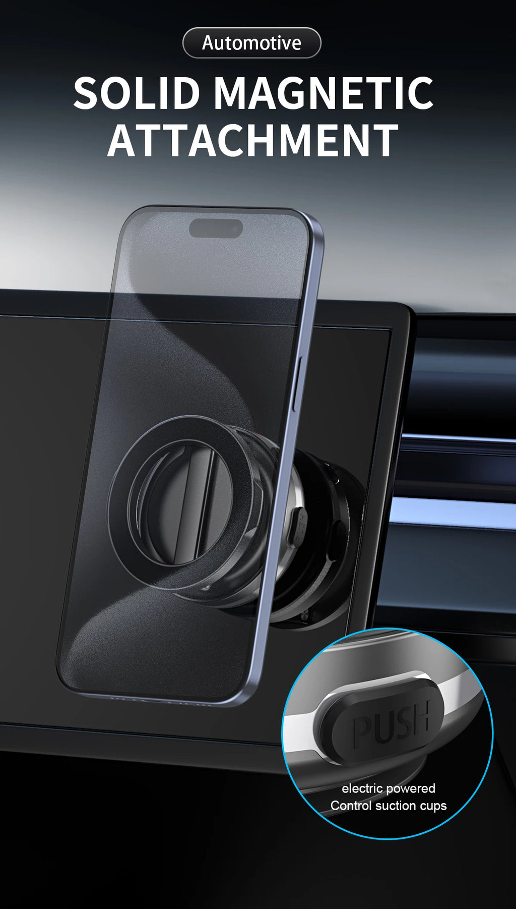 Strong Magnetic Suction Phone Holder, Foldable Design, 360° Adjustable Vacuum Mount for Car, Desk, Bathroom, Universal Use