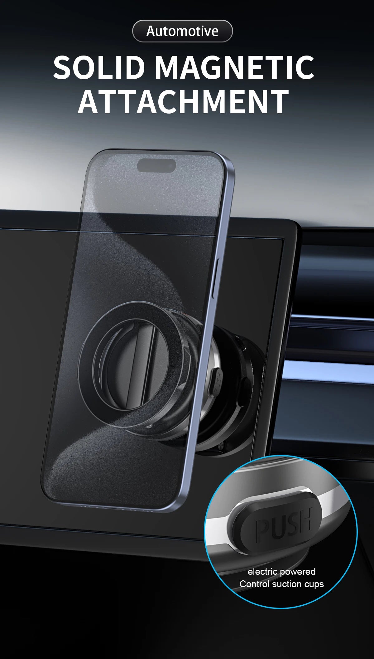 Strong Magnetic Suction Phone Holder, Foldable Design, 360° Adjustable Vacuum Mount for Car, Desk, Bathroom, Universal Use