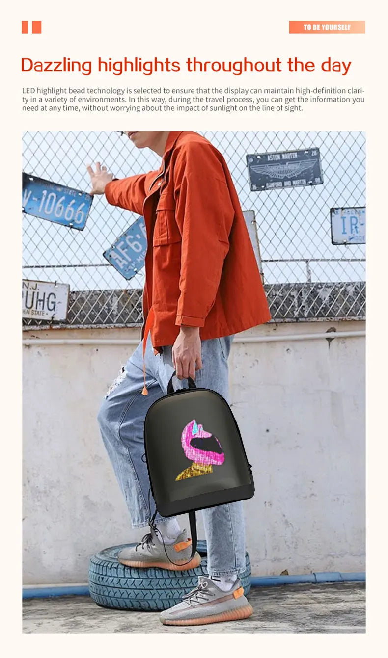 LED Advertising Backpack Portable Backpack with Led Display Magic Smart Walking Billboard APP Control Outdoor Pixel Screen Bag