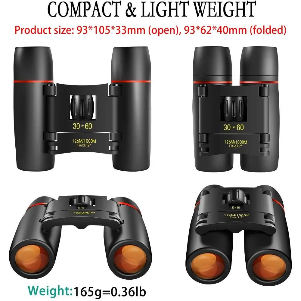 30x60 HD Zoom Binoculars Long-Distance Vision High-definition Portable Binocular Telescope Focusing Knob Night Vision