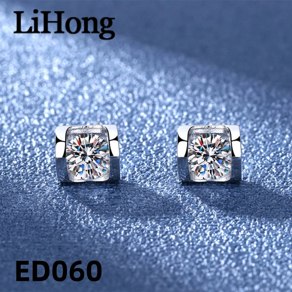 925 Sterling Silver Earrings Angel Kiss Inlaid With 1 Carat Zircon Heart-Shaped Elegant Jewelry For Women