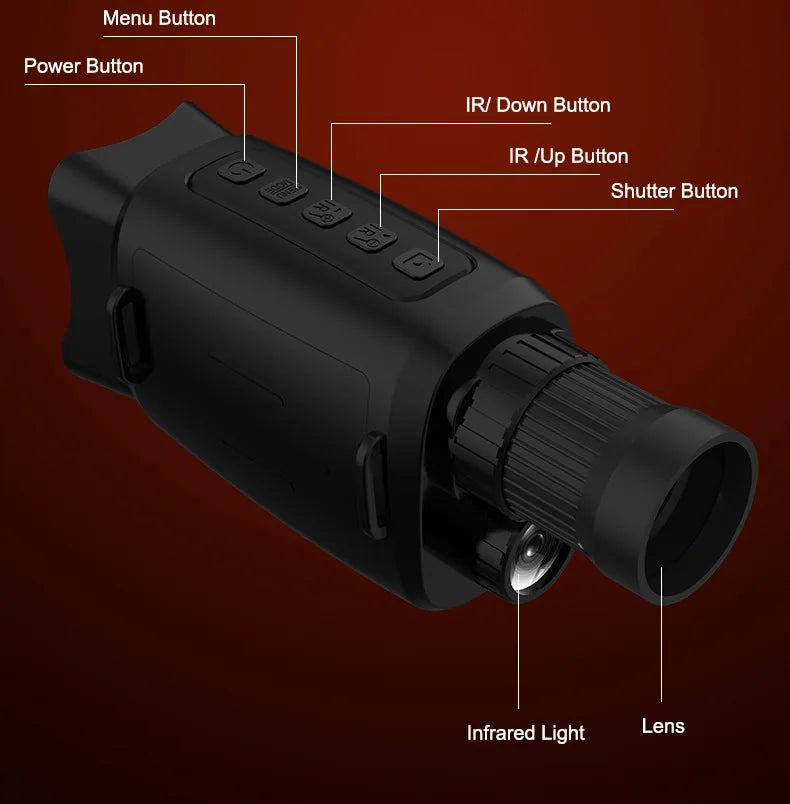 16X HD Digital Night Vision Monocular - 200M Viewing Range, IR Infrared, Photo Capture, for Hunting Outdoor Surveillance