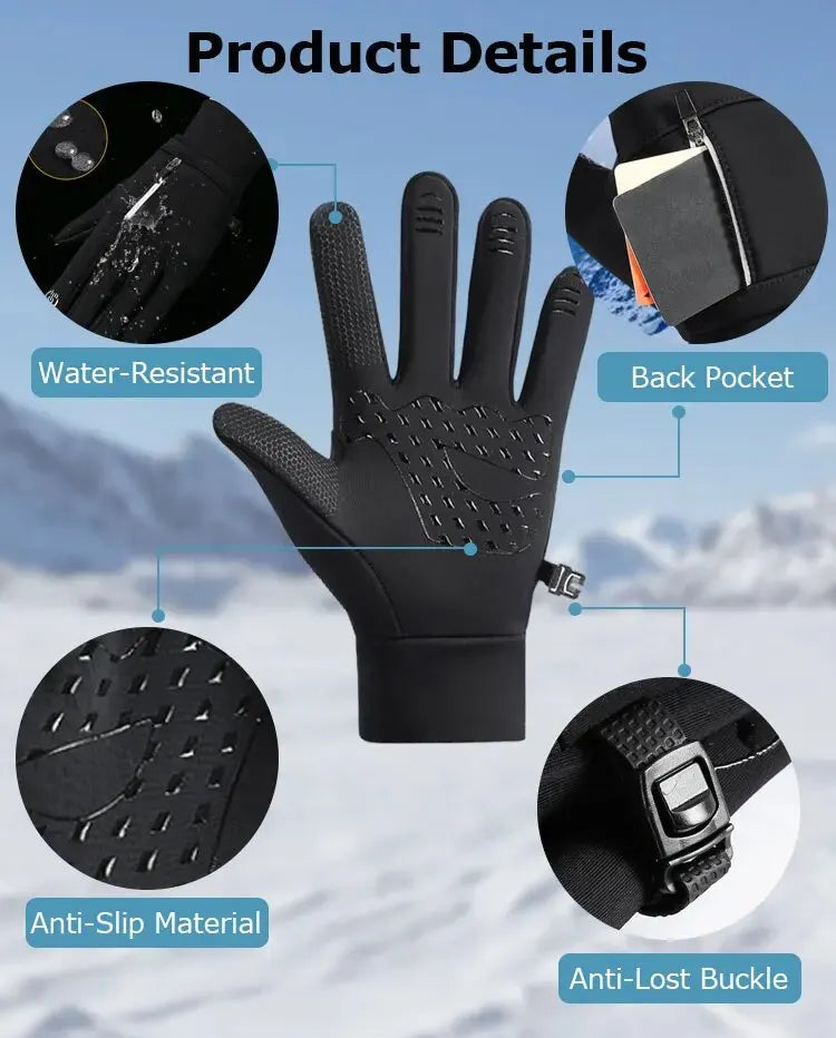 Winter Gloves Waterproof Thermal Sport Glove for Men Women for Running Cycling Driving Ski Hiking Warm Glove for Work