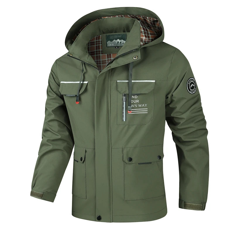 Fashion Men's Casual Windbreaker Jackets Hooded Jacket Man Waterproof Outdoor Soft Shell Winter Coat Clothing Warm Fleece Thick