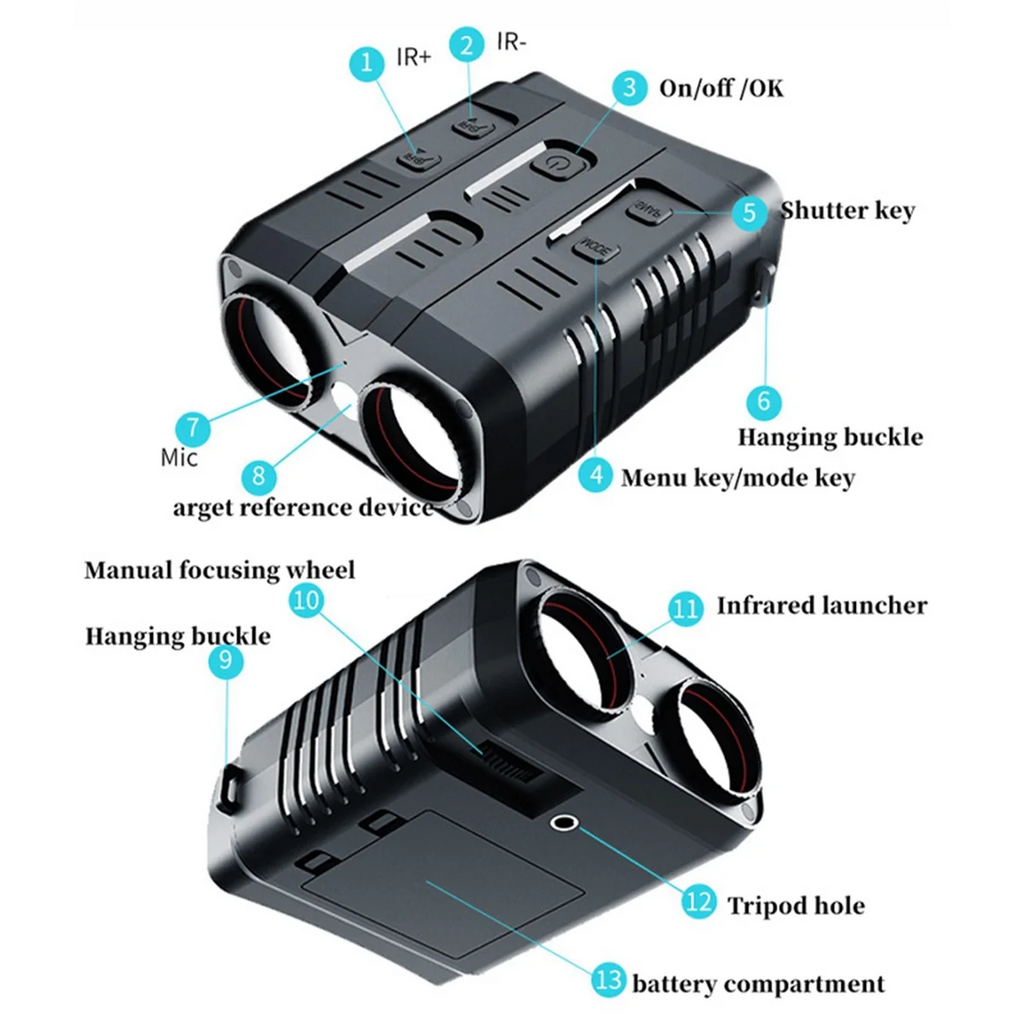 A04I N009 4K HD Binoculars Night Vision Infrared 2160P HD Outdoor Camping Hunting Night Vision Goggle Day Night Dual Use 800M