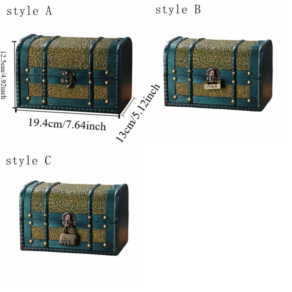 Antique Wooden Storage Box Wooden Antique Finish Jewelry Keepsakes Box Carved Design with Lid Organizers Case Bedroom