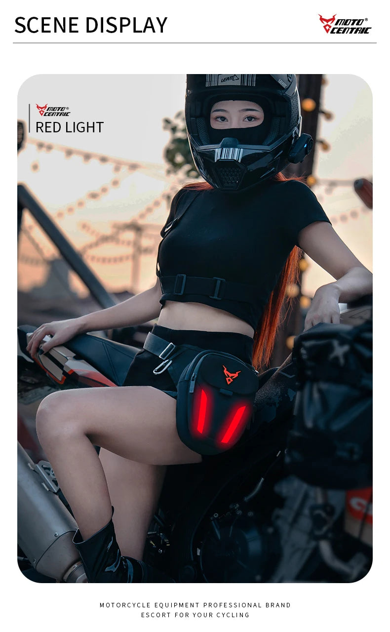 LED Light Drop Leg Bag Motorcycle Waterproof Waist Bag Hip Bum Fanny Pack For Outdoor Riding Cycling Hiking Fishing Climbing