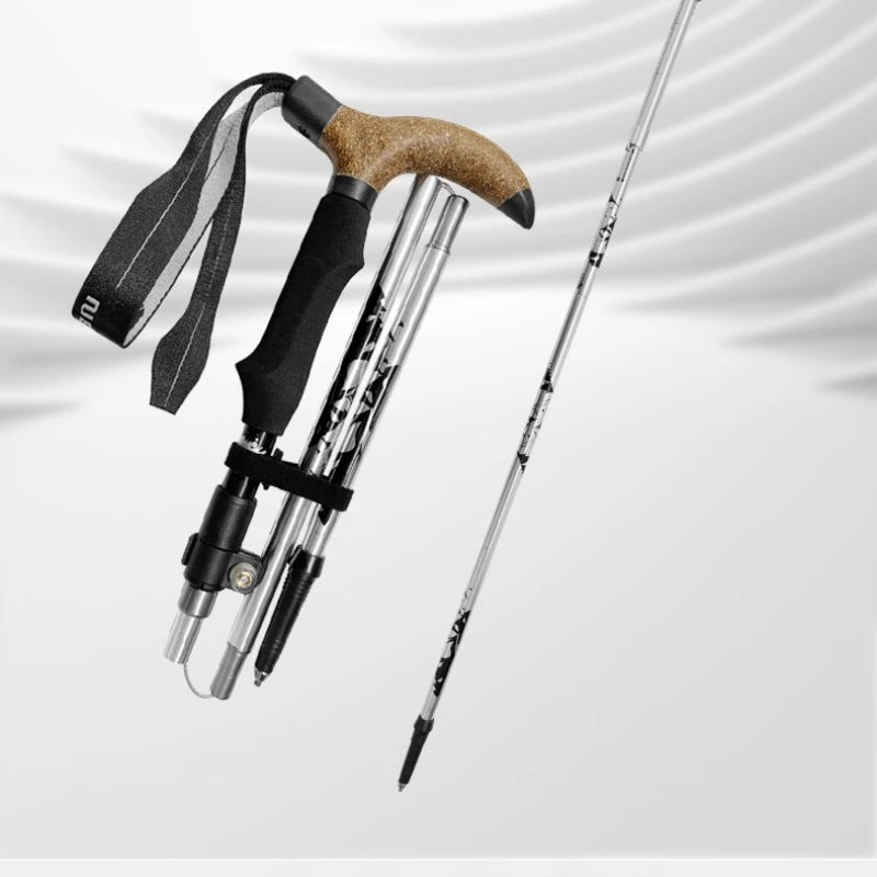 2 Pack Trekking Poles 5 Section 30-110cm Adjustable Folding Hiking Sticks Lightweight Aluminum Alloy Walking Staffs for Camping