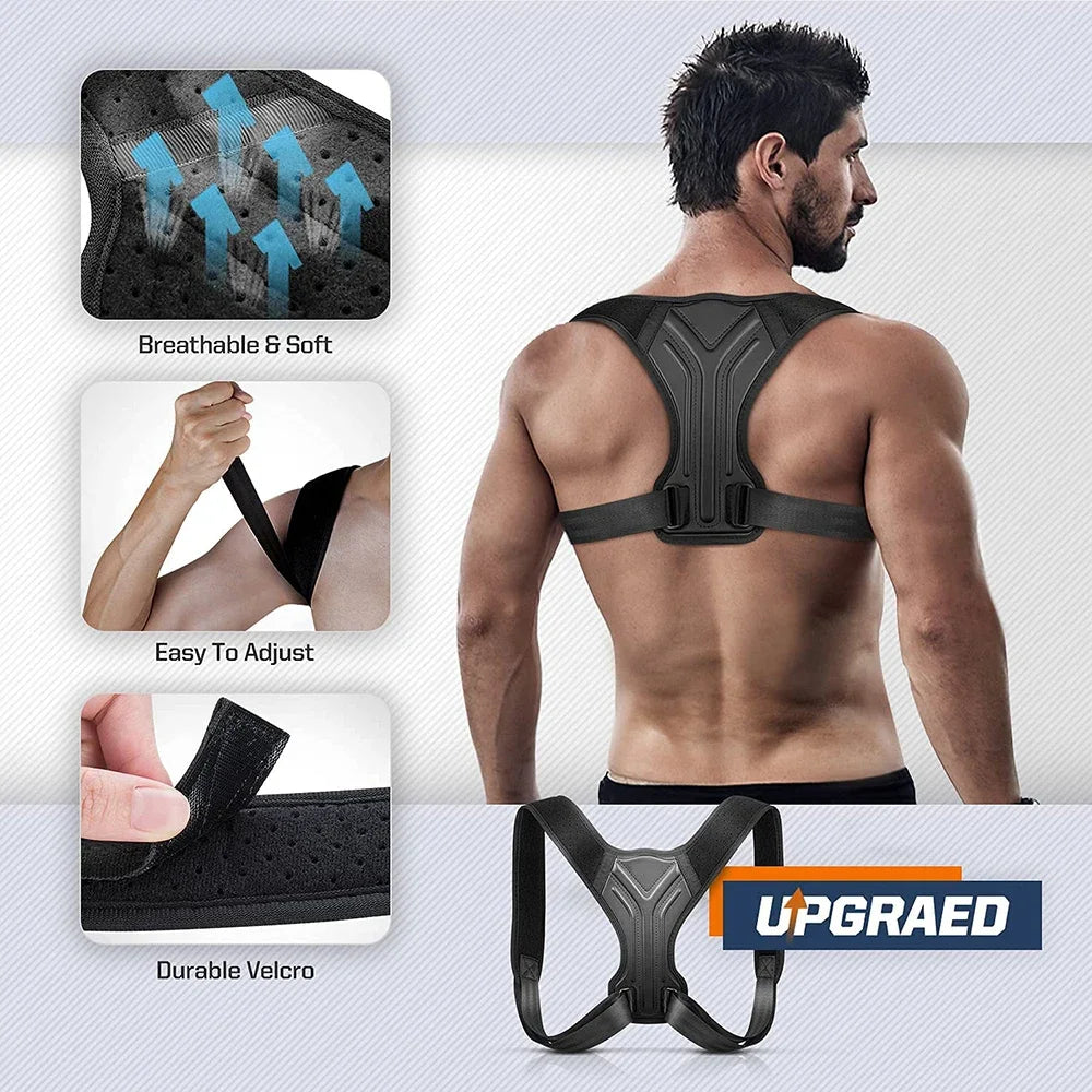 WOMENS Adjustable Back Shoulder Posture Corrector Belt Clavicle Spine Support Reshape Your Body Home Office Sport Upper Back Neck Brace