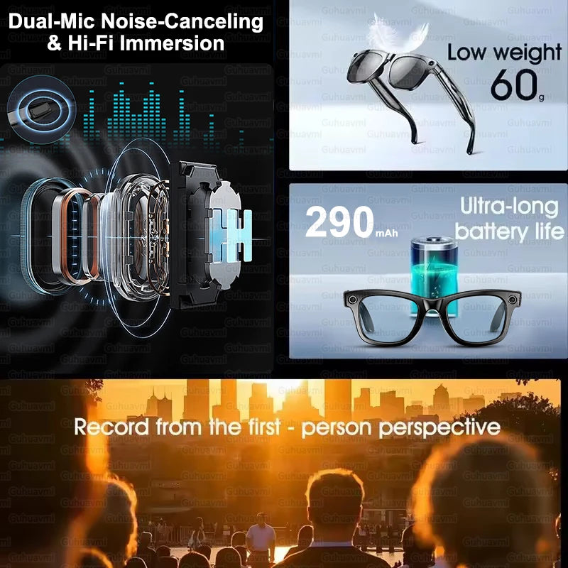 AI Smart Glasses 8K HD Photochromic Multifunction Translate Camera Glasse Bluetooth Call Voice Assistant Music Player Sunglasses