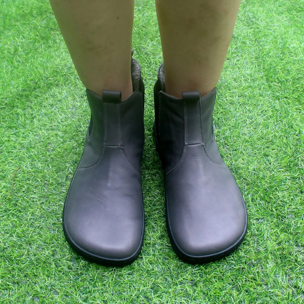 Barefoot Leather Boots With Wool Linning Inside For Women  man Zero Drop Wider Toes Box