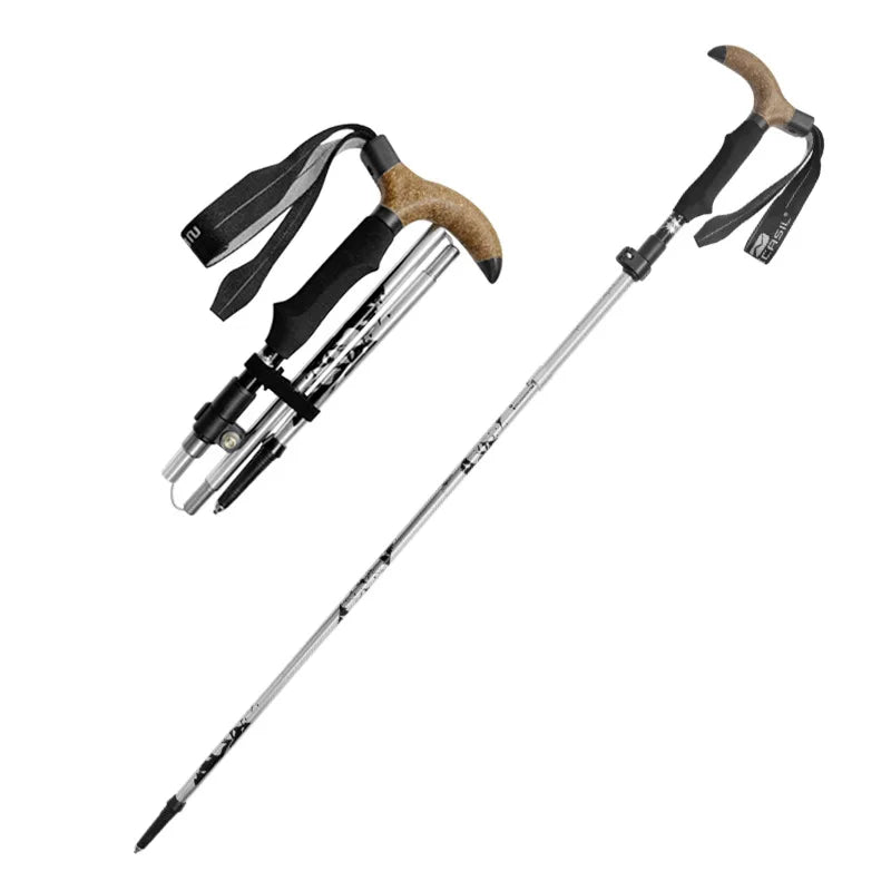 2 Pack Trekking Poles 5 Section 30-110cm Adjustable Folding Hiking Sticks Lightweight Aluminum Alloy Walking Staffs for Camping