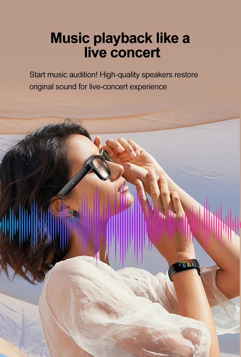AI Smart Glasses With Camera Photo Sense Bluetooth Music Call Intelligent Recording IP65 Waterproof Bluetooth Glasses