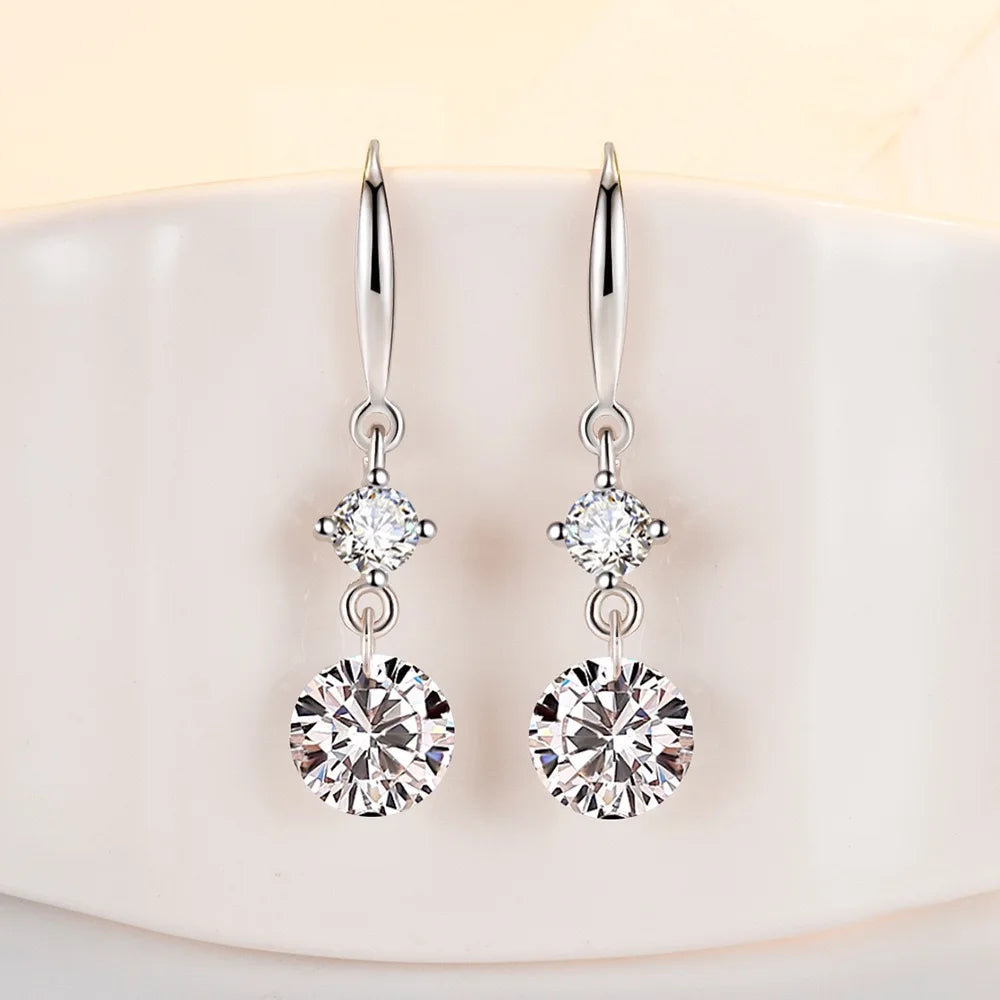 Lihong Women's 925 Sterling Silver AAAAA Zircon Long Earrings Fashion Jewelry for Wedding Gift