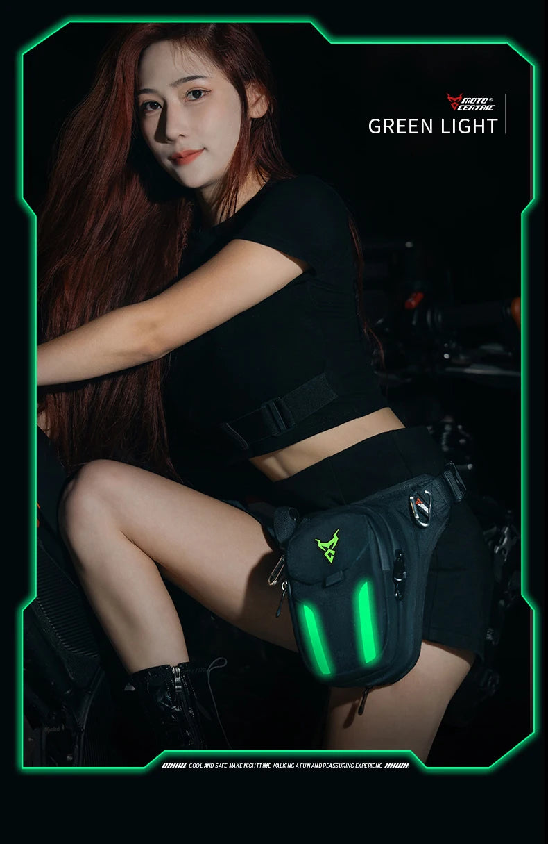 LED Light Drop Leg Bag Motorcycle Waterproof Waist Bag Hip Bum Fanny Pack For Outdoor Riding Cycling Hiking Fishing Climbing