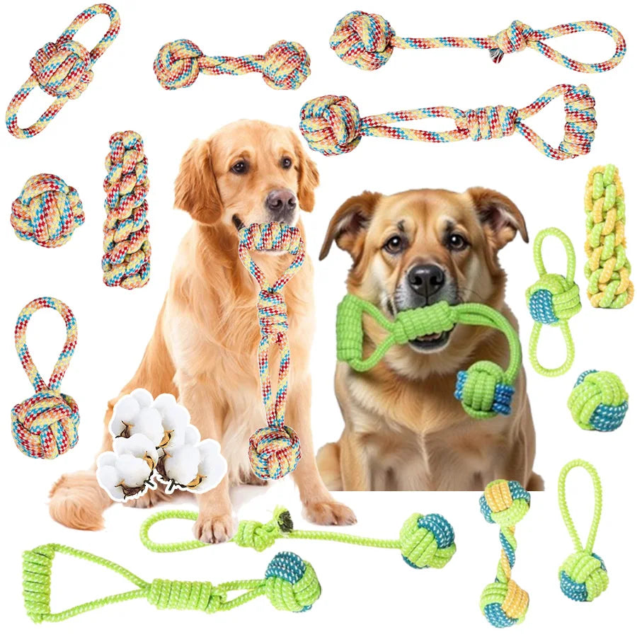 Durable training interactive dog rope toy, suitable for dog play and interaction. Dog toy set, multifunctional teething rope