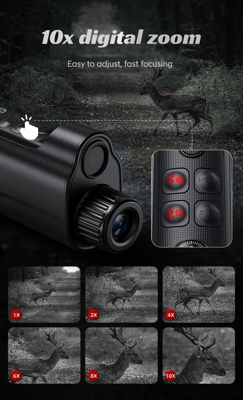 1080P Monocular Infrared Night Vision Device 10X Zoom Day Night Use Photo Video 800M Full Dark Viewing For Hunting Boating