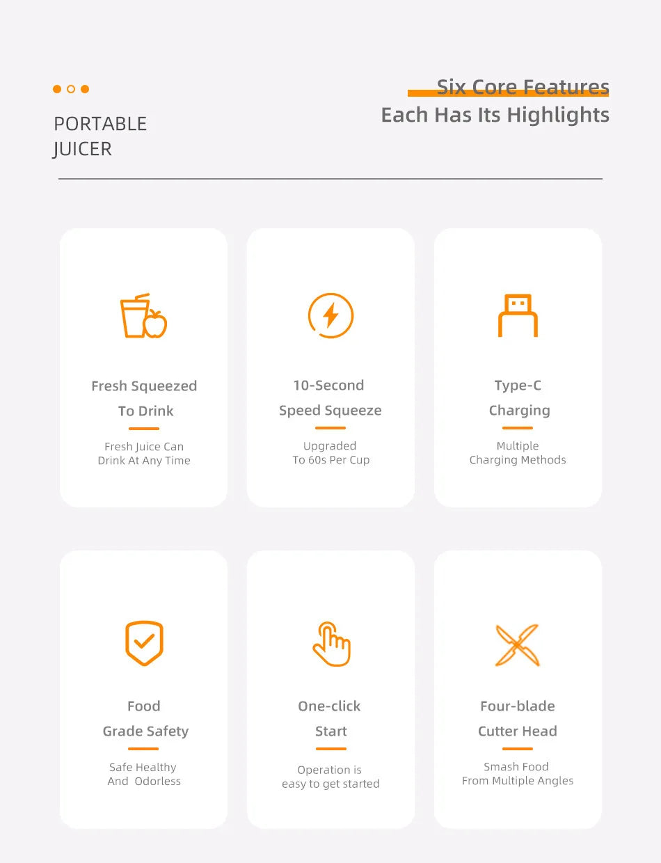 Portable Electric Juicer Blender Usb Mini Fruit Mixers Extractors Food Milkshake Multifunction Juice Maker Smoothies Ice Machine
