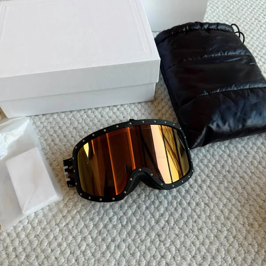 Winter Sports Ski Goggles, Windproof and Anti-fog, Luxury Couple's Ski Goggles with UV Protection, Outdoor Skiing Equipment.