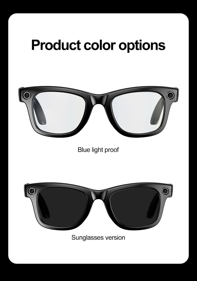 AI Smart Glasses With Camera Photo Sense Bluetooth Music Call Intelligent Recording IP65 Waterproof Bluetooth Glasses