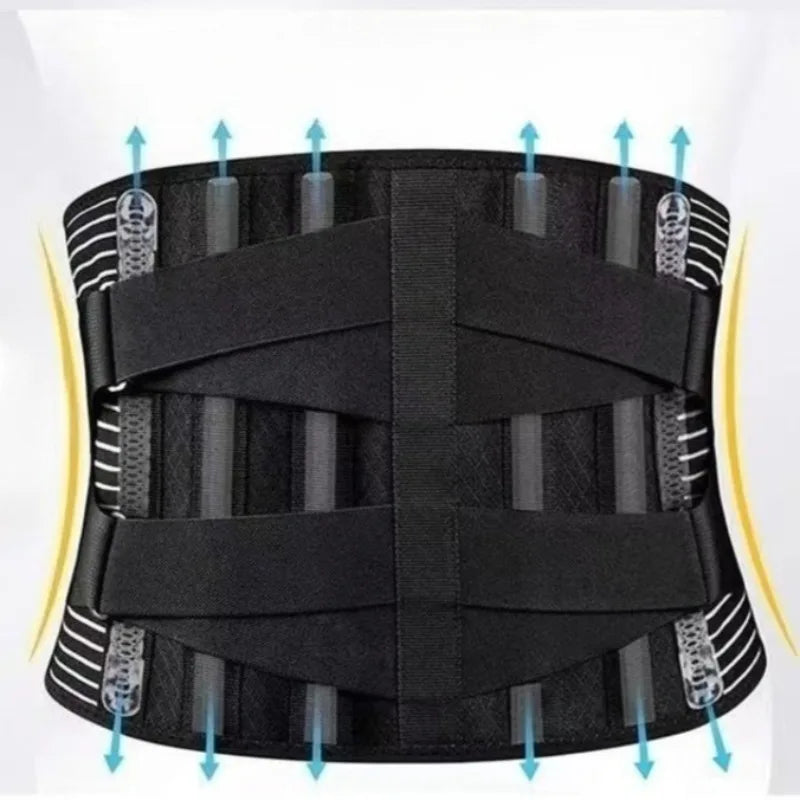 Back Brace Adjustable Waist Belt Support Brace for Lumbar Trainer Sweat Belt for Sports NewAssistance with Spring 6 Steel Plates