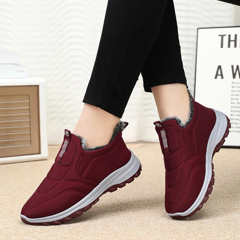 Winter Women Boots Outdoor Snow Boots Warm Lightweight Cotton Boot Non-slip Hiking Walking Shoes Fur Comfortable Women Ankle Boo