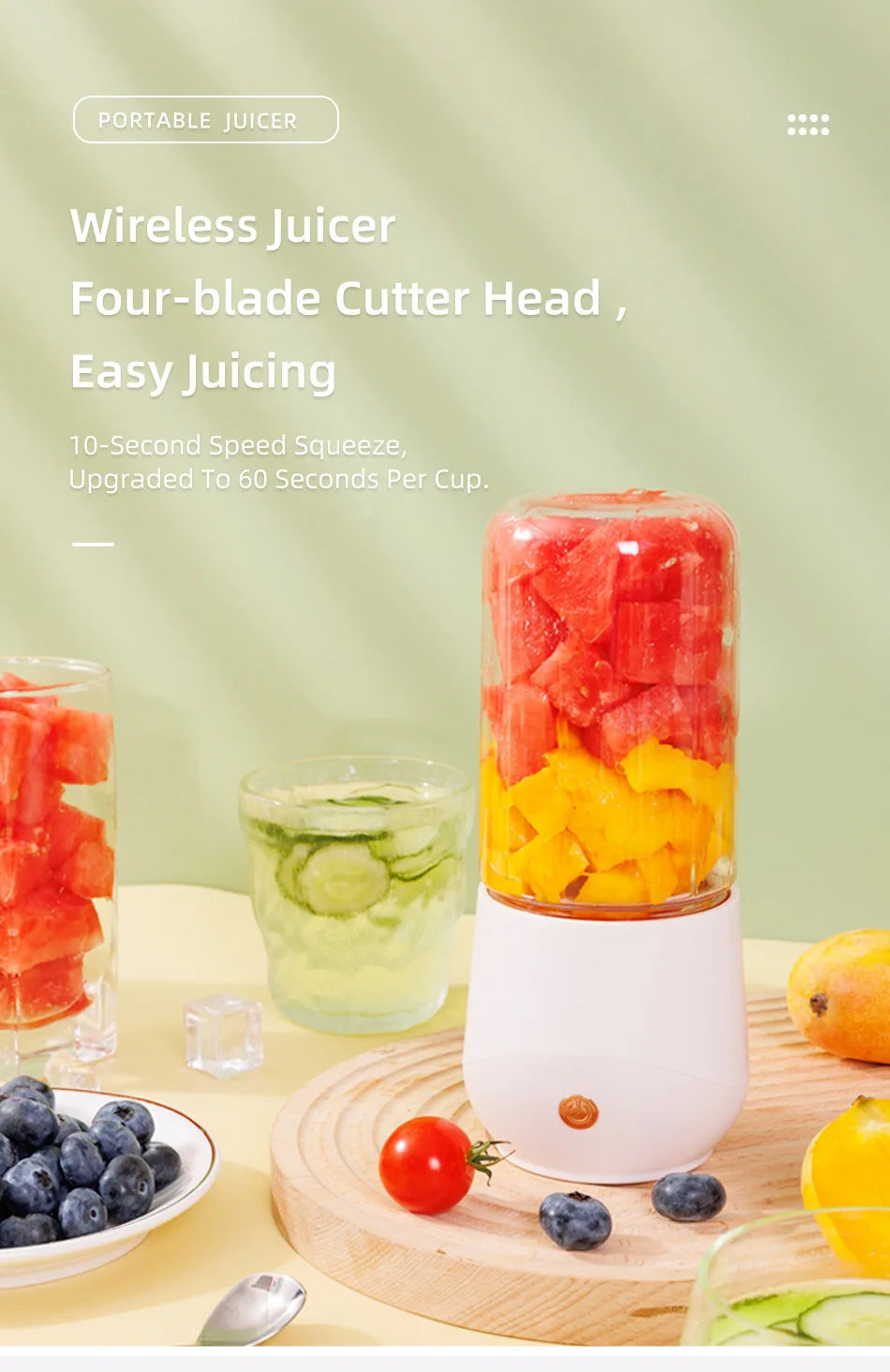 Portable Electric Juicer Blender Usb Mini Fruit Mixers Extractors Food Milkshake Multifunction Juice Maker Smoothies Ice Machine