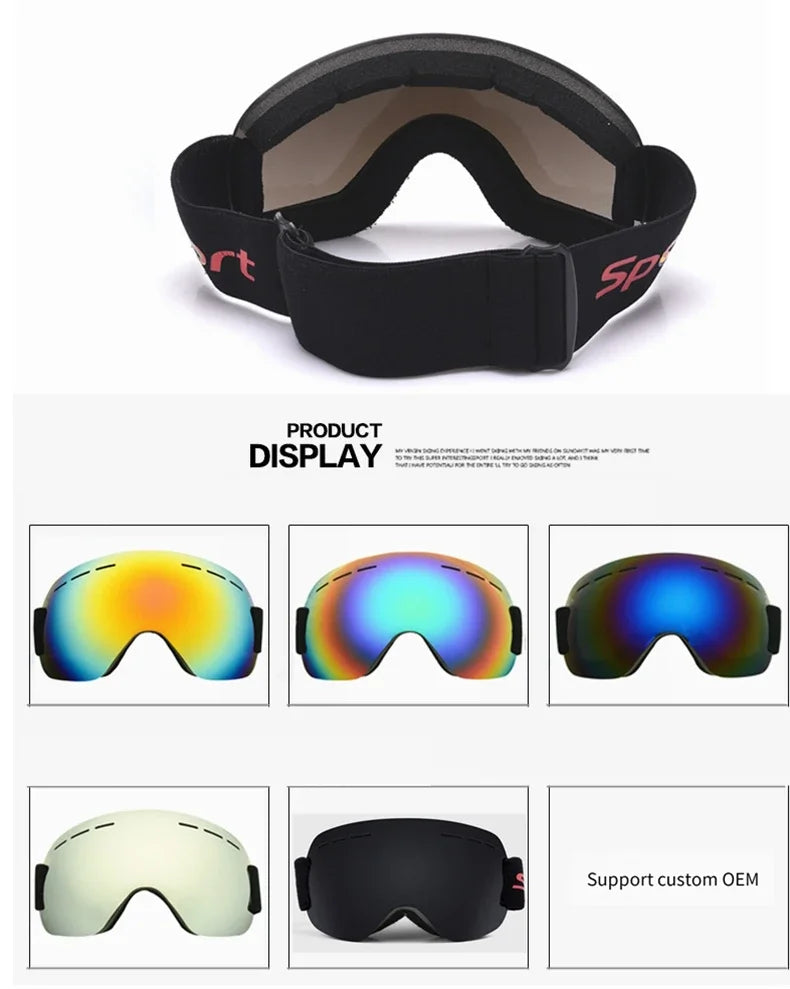 Ski Goggles Winter Snow Sports Goggles Double Layers Anti-Fog Outdoor Snow Snowboard Glasses for Men Women Protection Ski Mask