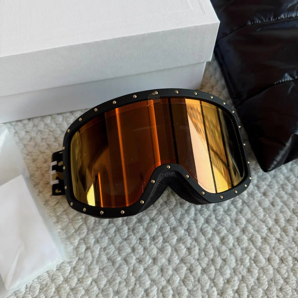 Winter Sports Ski Goggles, Windproof and Anti-fog, Luxury Couple's Ski Goggles with UV Protection, Outdoor Skiing Equipment.