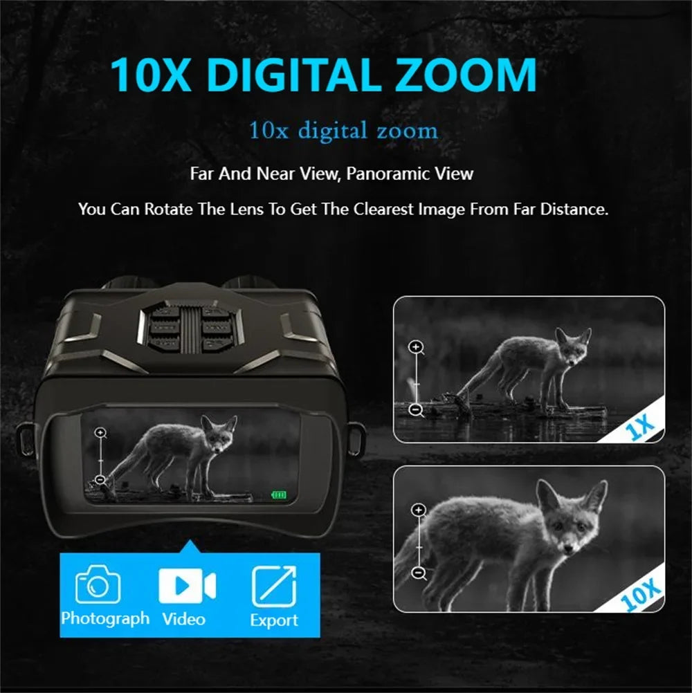 NV016 WiFi Binoculars 5K UHD Night Vision 4Inch Screen 52MP 10X Digital Zoom Low/No Light Vision Telescope for Hunting Camping