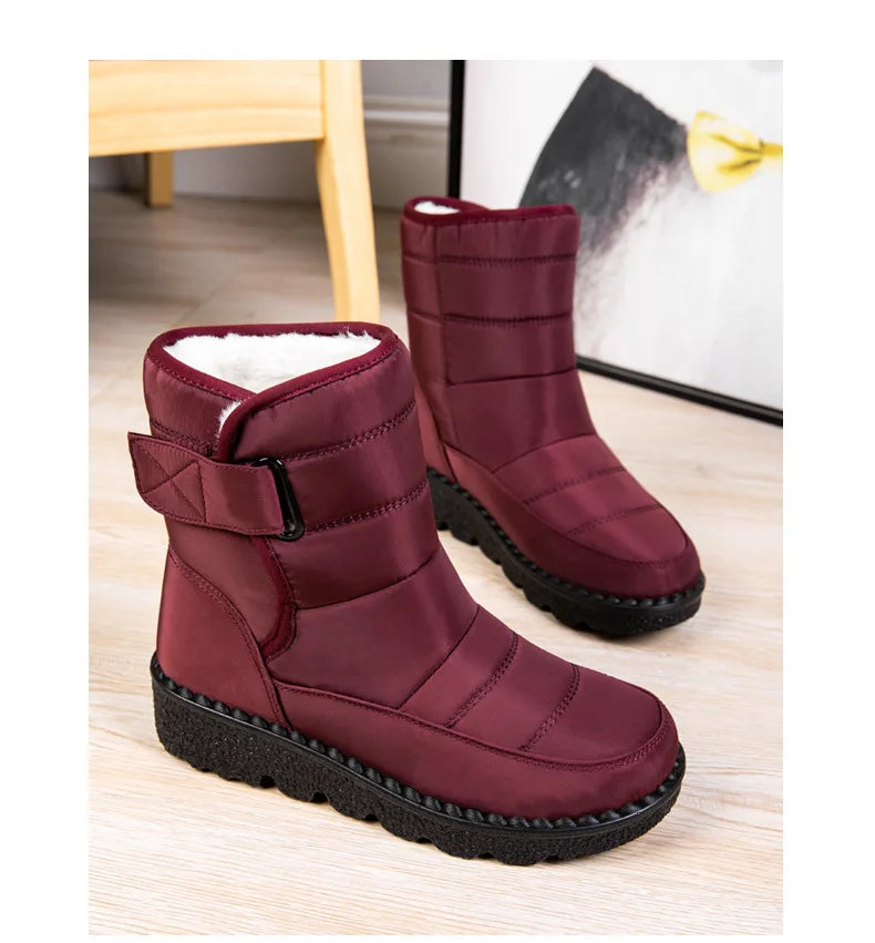 Women Boots 2025 Winter Warm Woman Waterproof Snow Boots Winter Warm Fur Botas Mujer Cotton shoes Black Ankle Boots For Women