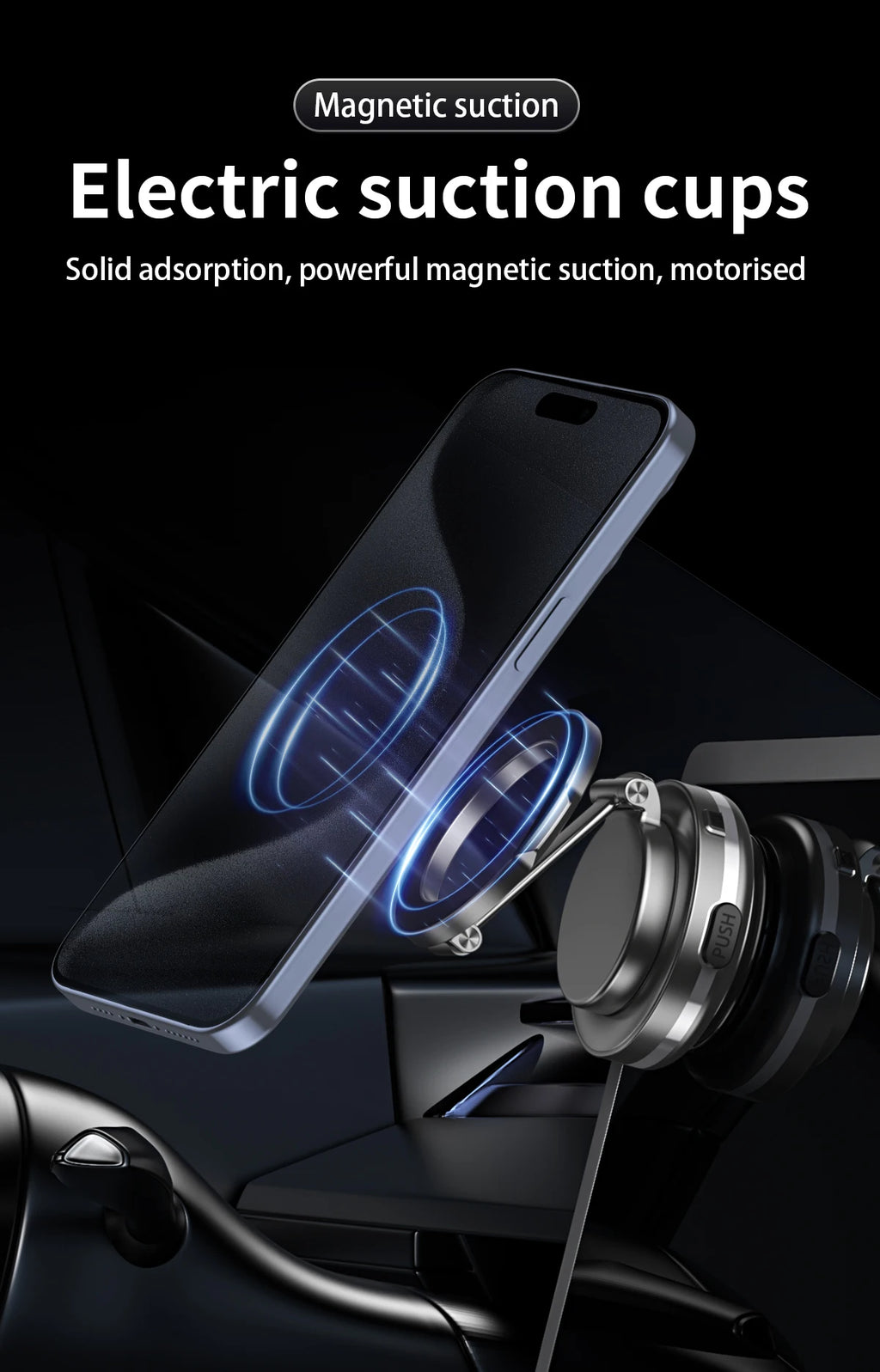 Strong Magnetic Suction Phone Holder, Foldable Design, 360° Adjustable Vacuum Mount for Car, Desk, Bathroom, Universal Use