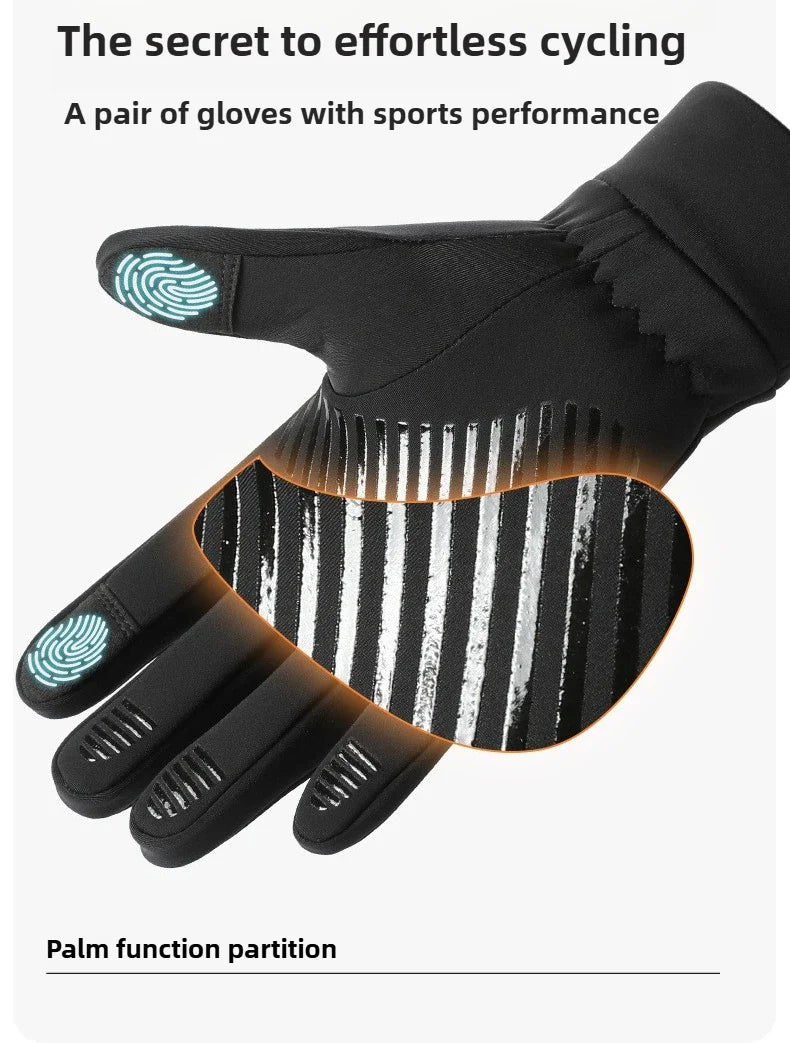 Men Winter Warm Gloves Waterproof Windproof Touchscreen Fleece Lined Thermal Anti Slip Gloves for Outdoor Cycling Hiking